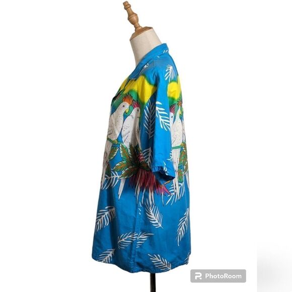 Maui Trading Company Vintage Blue Cockatoo Tropical Camp Shirt - Picture 4 of 6